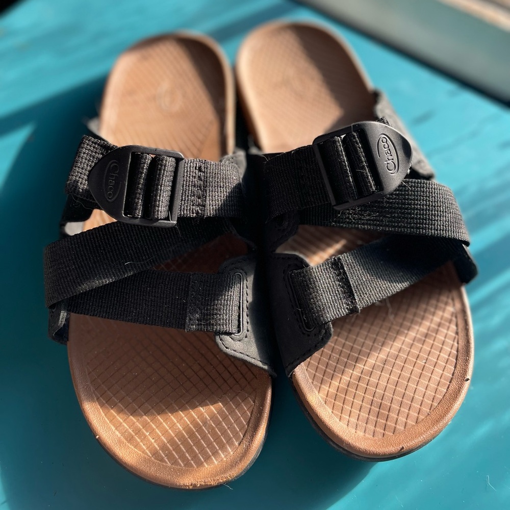 Chaco Black and Brown Strap Sandals